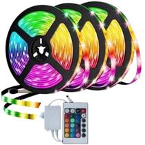 Kit 2 Em 1 Fita Led Rgb 5050 12v Ip65 5 Metros Controladora Kit 2 Em 1 Fita Led Rgb 5050 12v Ip65 5 Metros Controladora
