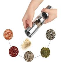Kit 2 em 1 Moedor Duplo Triturador Inox Acrilico Temperos Sal Grosso Pimenta Pratico