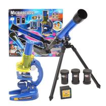 Kit 2 Em 1 Telescópio e Microscópio Infantil Educativo - Amarelo - Mk Photo