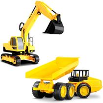 Kit 2 em 1 Trator e Caminhão Construção Grandes de Brinquedo