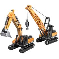 Kit 2 em 1 Trator Escavadeira + Guindaste Mini Coleção 1:70 Kit 2 em 1 Trator Escavadeira + Guindaste Mini Coleção 1:70