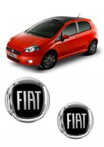 Kit 2 Emblemas Fiat Preto Punto 2008/2011