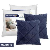 Kit 2 Enchimento de Almofada 45x45 Refil Fibra Siliconada Antialérgico e 2 Capas de Almofada Aveludada 40x40 Super Macia