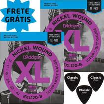 Kit 2 Encordoament Od'Addario Guitarra Exl120 + Palhetas