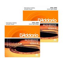 Kit 2 encordoamento cordas violao 010 daddario ez900b mi