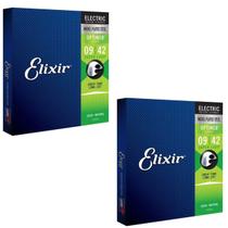Kit 2 Encordoamento Guitarra 009 Elixir Super Light Optiweb 19002 Made in USA Kit 2 Encordoamento Guitarra 009 Elixir Super Light Optiweb 19002 Made in USA