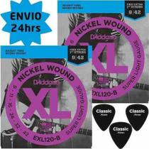 Kit 2 Encordoamento Para Guitarra D'Addario Exl120 + Palheta