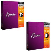 Kit 2 Encordoamento Violão Aço 010 Elixir Extra Light Nanoweb 11002 Made in USA