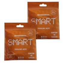 Kit 2 Encordoamento Violão Aço 6 Cordas + Bolinha Smart .010