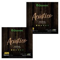 Kit 2 Encordoamento Violão Aço Giannini Acústico .009 Geswal Kit 2 Encordoamento Violão Aço Giannini Acústico .009 Geswal