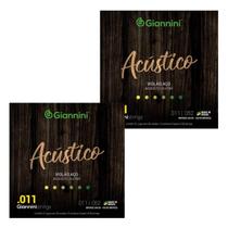 Kit 2 Encordoamento Violão Aço Giannini Acustico .011 Gespw Kit 2 Encordoamento Violão Aço Giannini Acustico .011 Gespw