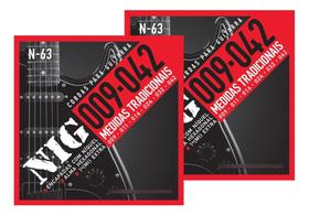 Kit 2 Encordoamentos Guitarra 09 Corda Tensão Média NIG N-63