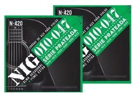 Kit 2 Encordoamentos Violão Aço 010 047 Nig N420
