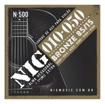 Kit 2 Encordoamentos Violão Aço Bronze Nig N500 010 PAC 2n500