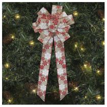 Kit 2 Enfeite Árvore Natal Laço Decorado Flocos De Neve 78 Cm Kit 2 Enfeite Árvore Natal Laço Decorado Flocos De Neve 78 Cm