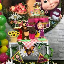 Kit 2 Enfeite Centro Mesa Decoração Festa Masha e o Urso