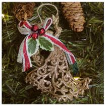 Kit 2 Enfeite Pendente árvore Natal Anjo Dourado 12,5cm