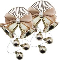 Kit 2 Enfeite Pingente Sino Bolinhas Glitter Natalino 30cm