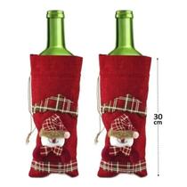 Kit 2 Enfeite Tecido Porta Garrafa Natal Papai Noel Boneco