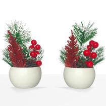 Kit 2 Enfeites De Natal Arranjos Natalinos Vasos Decoração