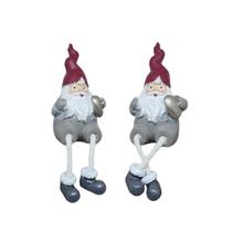 Kit 2 Enfeites Resina Mini Papai Noel Estilizado Sentado 11cm Cinza e Vinho - Magizi Kit 2 Enfeites Resina Mini Papai Noel Estilizado Sentado 11cm Cinza e Vinho - Magizi