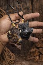 Kit 2 Enfeites Retrovisor Country Búfalo E Javali Luxo Realista