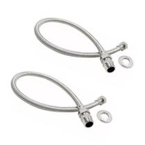 Kit 2 Engate Flexível Trançado Aço Inox 40cm Quente Fria