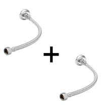 kit 2 Engates Mangueira Flexível Trançado Aço Inox 40cm Par
