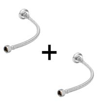 Kit 2 Engates Mangueira Flexível Trançado Aço Inox 40cm Par