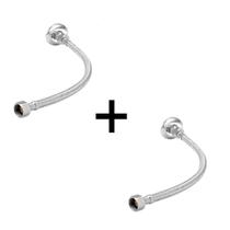 Kit 2 Engates Mangueira Flexível Trançado Aço Inox 40Cm Par