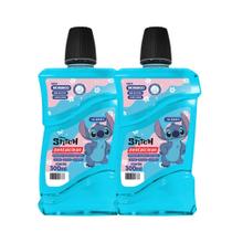 Kit 2 Enxaguante Bucal Antisséptico Stitch Sabor Morango Sem Álcool 300ml Dentalclean