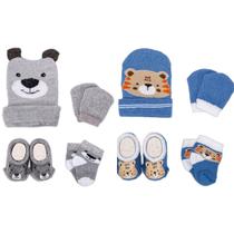 Kit 2 Enxoval Touca Luva Meia e Pantufa Bebê Recém Nascido Menino Kit 2 Enxoval Touca Luva Meia e Pantufa Bebê Recém Nascido Menino