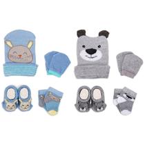 Kit 2 Enxoval Touca Luva Meia e Pantufa Bebê Recém Nascido Menino Kit 2 Enxoval Touca Luva Meia e Pantufa Bebê Recém Nascido Menino