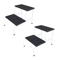 Kit 2 Escada Clínica de 2 Degraus Esmaltada Branca Tubo Com Piso em MDF Com Antiderrapante