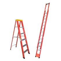 Kit 2 Escadas Profissional de Fibra W. Bertolo para Eletricista Extensível 7,2m + Tesoura 1,8m