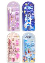 Kit 2 Escolar Temático Infantil Com 7 Peças - Lapiseira 0.5mm, Refil, Lápis, 3 Borracha E Apontador