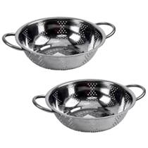 Kit 2 Escorredor Inox Arroz Macarrão Peneira de Cozinha 25cm - Rio Tijucas