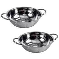 Kit 2 Escorredor Inox Arroz Macarrão Peneira de Cozinha 25cm Kit 2 Escorredor Inox Arroz Macarrão Peneira de Cozinha 25cm