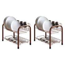 Kit 2 Escorredores de Louças Beliche Isabela com Porta Copos Cobre