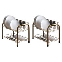 Kit 2 Escorredores de Louças Beliche Isabela com Porta Copos Dourado