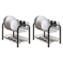 Kit 2 Escorredores de Louças Beliche Isabela com Porta Copos Preto