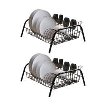 Kit 2 Escorredores de Louças Cama Isabela com Porta Copos Preto