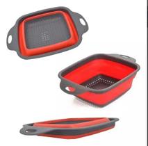 Kit 2 Escorredores Retráteis de Silicone e Plástico Dobráveis para Alimentos, Legumes, Frutas e Macarrão