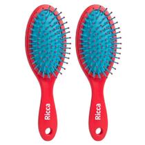Kit 2 Escova de Cabelo Colors Oval Midi Desembaraçadora Colorida com Cerdas Protetoras Ricca Kit 2 Escova de Cabelo Colors Oval Midi Desembaraçadora Colorida com Cerdas Protetoras Ricca