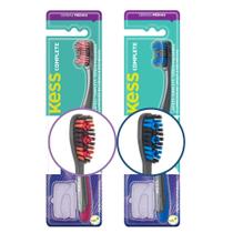 Kit 2 Escova de Dente Cerdas Médias Azul e Rosa Kess Complete Limpador de Língua Capa Protetora Kit 2 Escova de Dente Cerdas Médias Azul e Rosa Kess Complete Limpador de Língua Capa Protetora