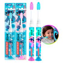 Kit 2 Escova de Dente com Luz Led Stitch Infantil Timer Azul Rosa com Ventosa Dentalclean Kit 2 Escova de Dente com Luz Led Stitch Infantil Timer Azul Rosa com Ventosa Dentalclean