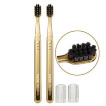 Kit 2 Escova de Dente Metalic Dourada Kess Pro 10k Cerdas Extra Macias