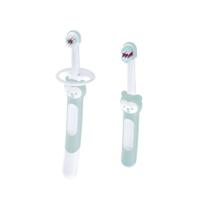 Kit 2 Escova Dental Bebê Infantil Mam Learn To Brush 5+ Meses Azul