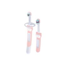 Kit 2 Escova Dental Bebê Infantil Mam Learn To Brush 5+ Meses Rosa