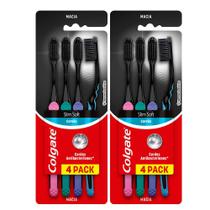Kit 2 Escova Dental Colgate Slim Soft Black Macia Cores Sortidas 4 Unidades Kit 2 Escova Dental Colgate Slim Soft Black Macia Cores Sortidas 4 Unidades